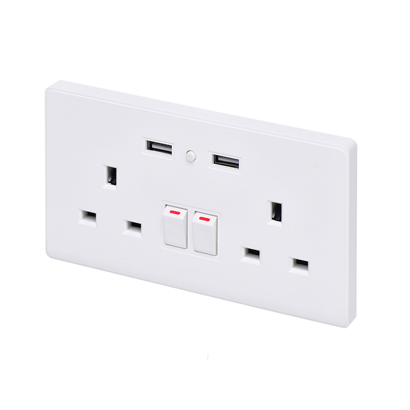 UK Style Smart WiFi Double USB Wall Power Socket Multi Plug